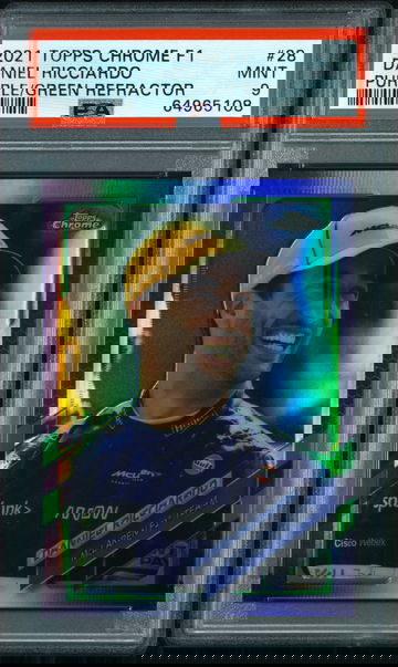 💎🚨2021 Topps Chrome F1 DANIEL RICCIARDO Purple/Green Refractor #28 PSA 9🏎🇮🇹