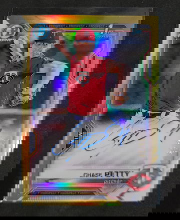 Chase Petty Bowman Chrome 1st Autograph Gold Refractor /50