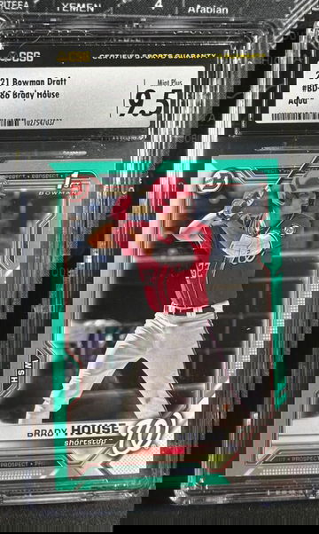 2021 Bowman draft Brady house /199 Aqua Washington Nationals CSG 9.5