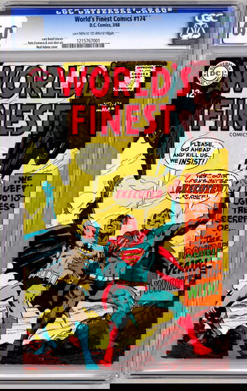 WORLD’S FINEST #174 CGC 6.0 BATMAN & SUPERMAN'S DEATHWISH NEAL ADAMS COVER 1968