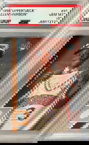 Allen Iverson 1996 Upper Deck Rookie #91 Rookie - PSA 10 GEM MINT - 76ers