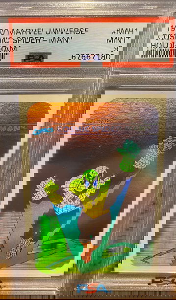 1990 Marvel Universe Spider Man Hologram PSA 9