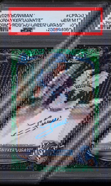 2025 Bowman Chrome Green Grass Jhonayker Ugarte #CPA-JU Auto /99 PSA 10