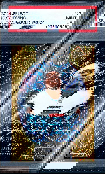2024 PANINI SELECT NEON ICONS BUCKY IRVING #12 GOLD PRIZM 8 OF 10 ROOKIE PSA 9
