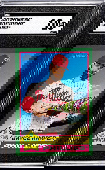 2025 Topps Heritage #150 Bryce Harper Dark Green SGC 10