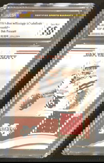 2016 Panini Dak Prescott Jersey Patch Rookie Graded CSG Gem Mint 10 TOUGH GRADE!
