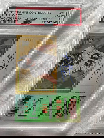 2017 Contenders T.J. Watt Autograph Cracked Ice /49 PSA 9