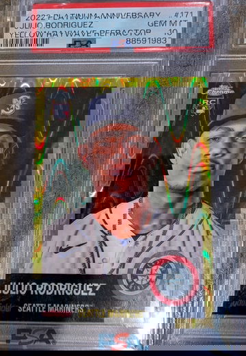 2022 Topps Chrome Plat. Anniversary Julio Rodriguez Yellow Raywave RC /250 PSA 10 GEM MT