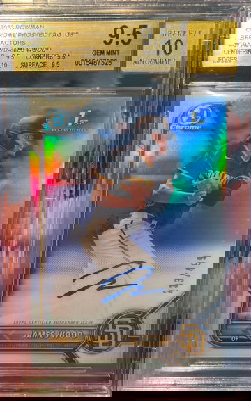 2022 BOWMAN CHROME PROSPECTS REFRACTORS JAMES WOOD AUTO RC /499 BGS 9.5 TRUE GEM!