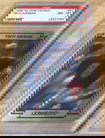 1990 Action Packed Troy Aikman PSA 8