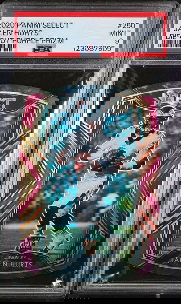 2020 Panini Select Prizm Purple Die Cut Jalen Hurts #250 PSA 9