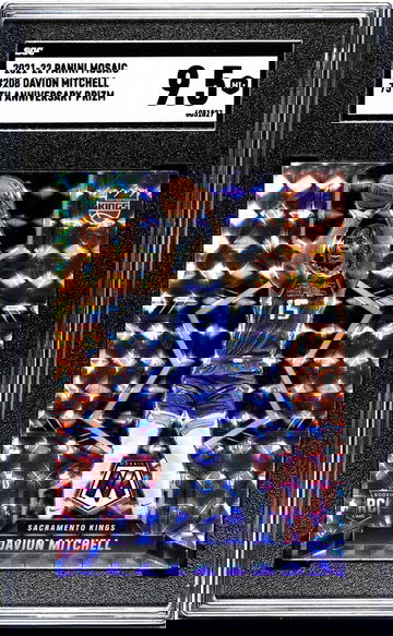 2021-22 Panini Mosaic #208 Davion Mitchell 75th Anniversary Prizm SGC 9.5