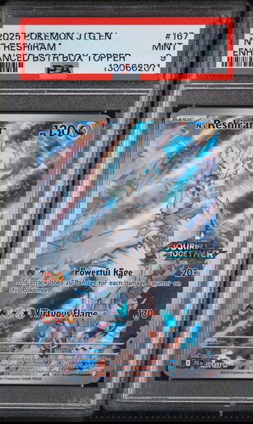 2025 Pokemon Scarlet and Violet Journey Together Enhanced Booster Box Topper N's Reshiram #167 PSA 9