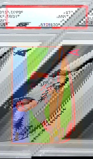 2013 TOPPS #27 MIKE TROUT SLIDING PSA 9