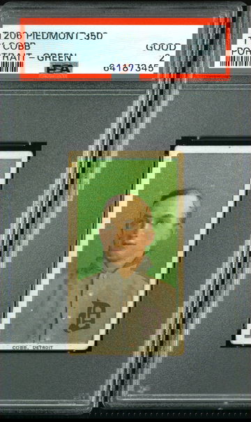 Ty Cobb 1909 T206 Green Portrait Piedmont 350 Tigers HOF PSA 2