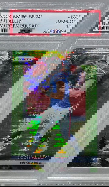 2018 Panini Prizm Josh Allen Neon Green Pulsar PSA 10