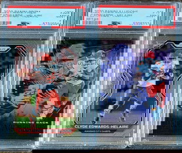 2020 CLYDE EDWARDS-HELAIRE Panini Illusions Retail PSA 9 #15 & Prizm #327 Rookie Lot