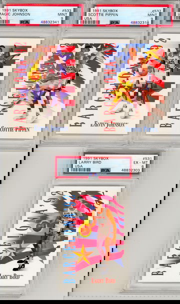 USA Dream Team 1991 Skybox PSA 9 6 lot 3 Magic 533 Bird Pippen Barcelona NBA