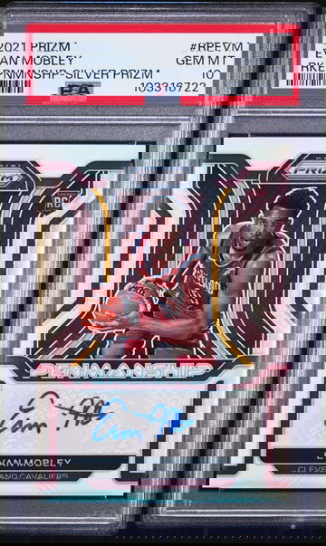 2021 PANINI PRIZM EVAN MOBLEY ROOKIE PENMANSHIP SILVER PRIZM #RPEVM RC PSA 10