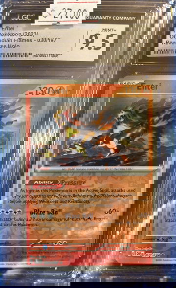 2023 Pokémon Entei Obsidian Flames 030/197 Reverse Holo CGC 9.5 Mint+