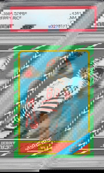 JERRY RICE 1986 TOPPS FOTTBALL RC #161 ROOKIE PSA 7 NEAR MINT