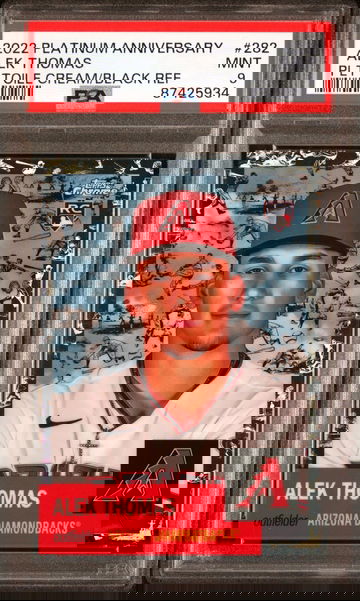 2022 TOPPS CHROME PLATINUM ANNIVERSARY 282 ALEK THOMAS PLATINUM TOILE CREAM/BLACK REFRACTOR  PSA 9 #6/10