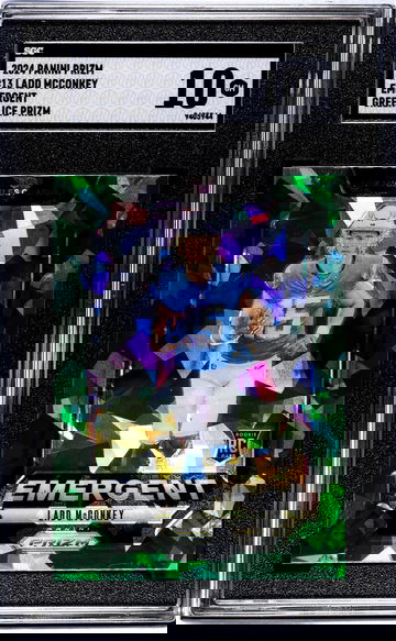 2024 Panini Prizm #13 Ladd Mcconkey Emergent Green Ice Prizm SGC 10