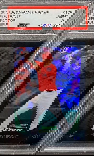 2011 Bowman chrome Mike Trout Refractor Rc #175 PSA 9 ( slight scratches on case ) 