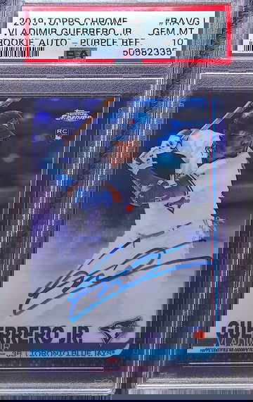 VLADIMIR GUERRERO JR 2019 TOPPS CHROME PURPLE AUTO /250 PSA 10