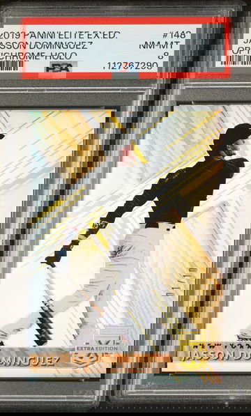 2019 Panini Elite Extra Edition Optichrome Holo Jasson Dominguez #148 /10 PSA 8