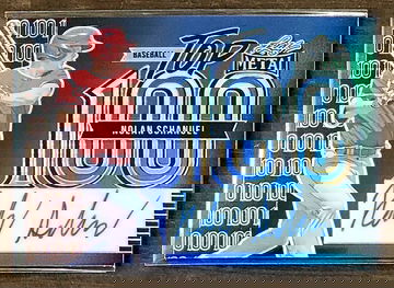 2023 SSP NOLAN SCHANUEL Leaf Metal PRISMATIC BLUE AUTO 1/9 Top 100 Rookie RC