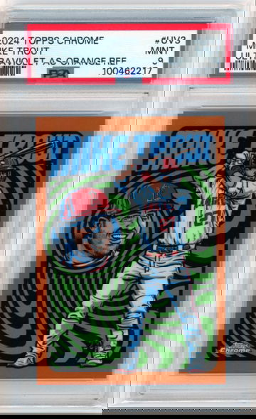 2024 Topps Chrome #UV3 Mike Trout Ultraviolet AS-Orange Refractor PSA 9 MINT!