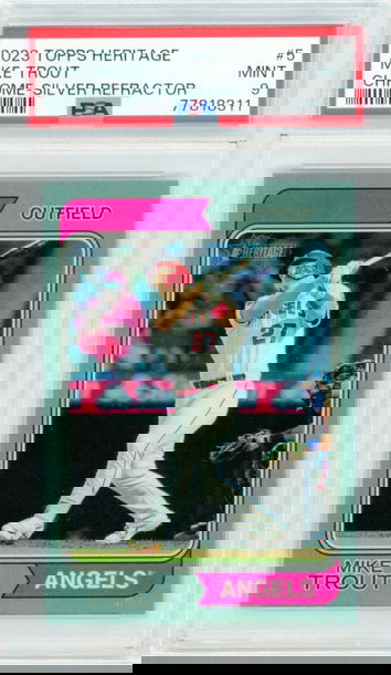 2023 Topps Heritage Chrome #5 Mike Trout Silver Refractor PSA 9 MINT!