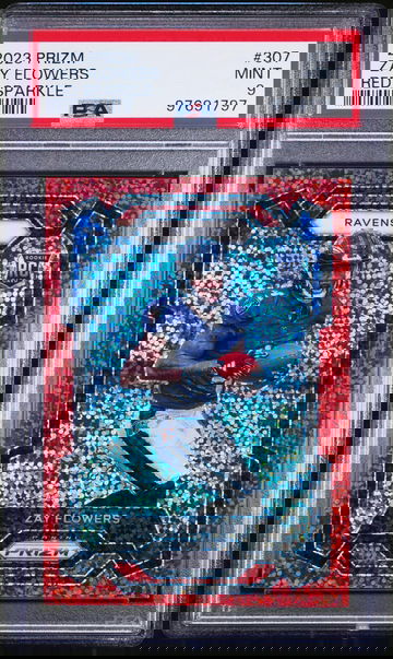 2023 Panini Prizm Red Sparkle Zay Flowers #307 PSA 9