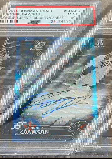 2016 Bowman Chrome Baseball Ronnie Dawson Blue Wave Refractor Auto 102/150 PSA 9