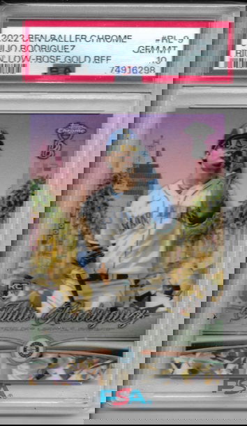 2022 Ben Baller Chrome JULIO RODRIGUEZ Ridin Low Rose Gold RC 01/10 #RL9 PSA 10