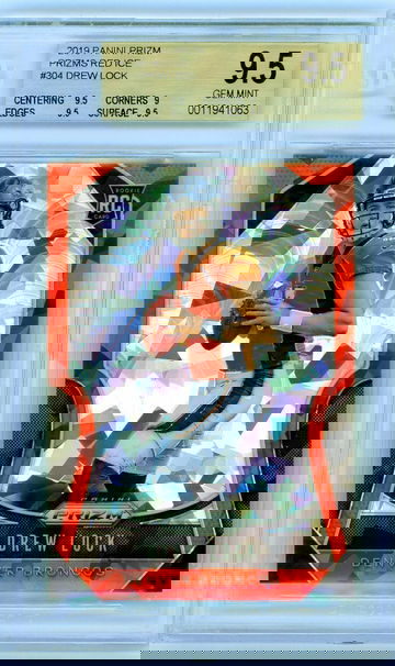 DREW LOCK 2019 Panini Prizm RED CRACKED ICE Rookie Card RC Broncos BGS 9.5 #304