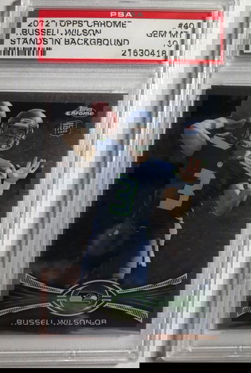 2012 Topps Chrome Russell Wilson Stands In Background PSA 10