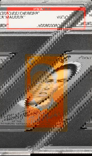 1911 T205 Sweet Caporal Nick Maddox Pittsburgh Pirates PSA 3 VG