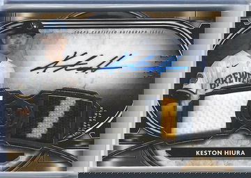 KESTON HIURA 2021 TOPPS MUSEUM GAME JERSEY / PATCH AUTOGRAPH AUTO #11/25 BREWERS