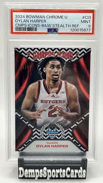 2024 Bowman Chrome U Campus Icons /48 SP B&W Stealth Ref. Dylan Harper Rutgers