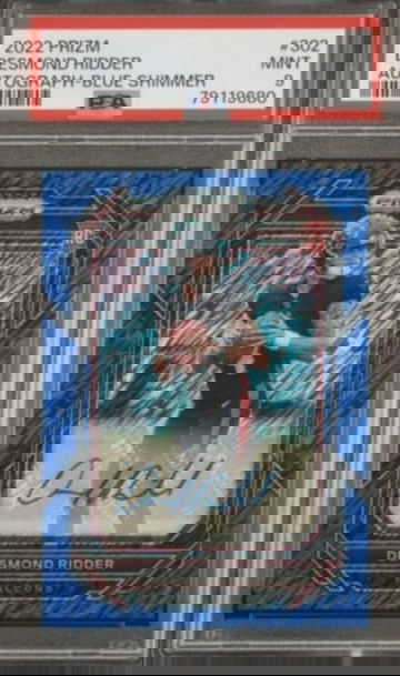 2022 Prizm Desmond Ridder Blue Shimmer Rookie auto /25 PSA 9