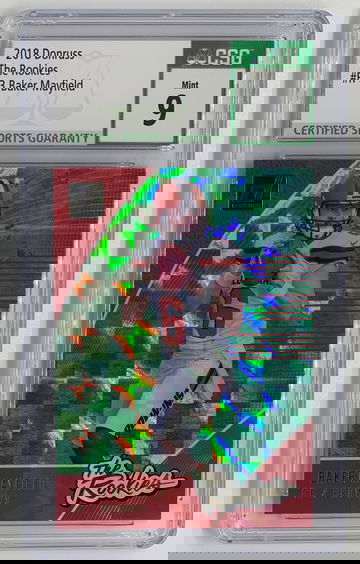 2018 PANINI DONRUSS BAKER MAYFIELD THE ROOKIES #R3 RC CSG 9 MINT BROWNS