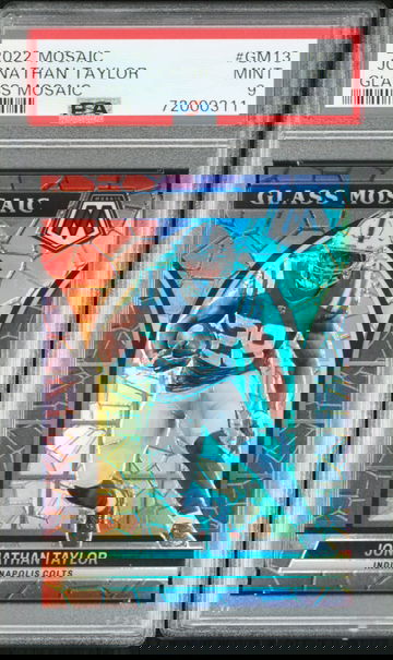 Jonathan Taylor 2022 Panini Mosaic Prizm Glass Insert SP PSA 9 Mint