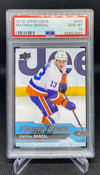 2016 17 Upper Deck Young Guns Rookie #458 Mathew Barzal PSA 10 