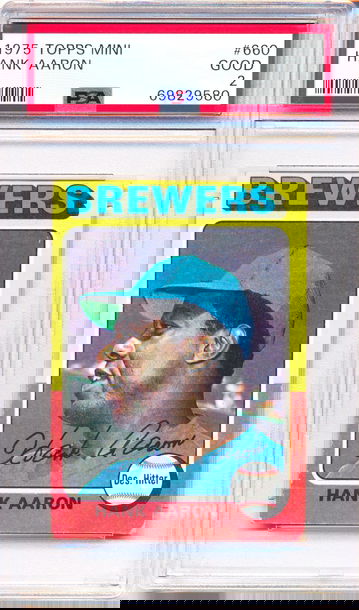 1975 Topps Mini #660 Hank Aaron PSA 2 - NEW CASE - JUST GRADED!