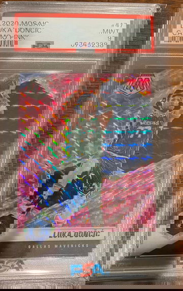 2020-21 Panini Mosaic Luka Doncic Camo Pink Mosaic Prizm #47 PSA 9 Mint