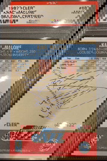 87 fleer Karl Malone autograph