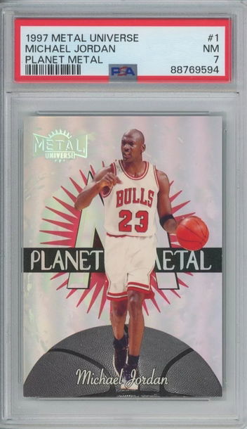 1997 Metal Universe Michael Jordan Planet Metal #1 Chicago Bulls HOF PSA 7