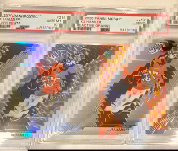 2020 KJ Hamler Mosaic Silver Prizm PSA 10 & Reactive Orange Prizm PSA 9